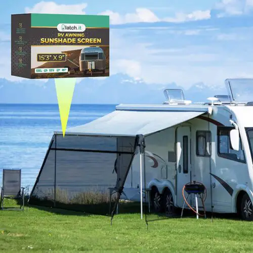 9'X7' Second Generation RV Awning Side Shade Screen Significantly Improves Shadew and Privacy.Universal RV Awning Shade Screen with Complete Kits. Dulepax RV Awning Side Shade 